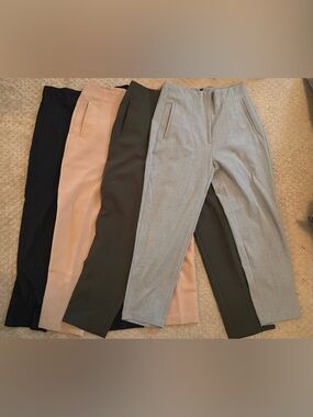 Zara High Waist Tailored Trousers Set in Navy Pinstripe, Khaki, Olive & Gray